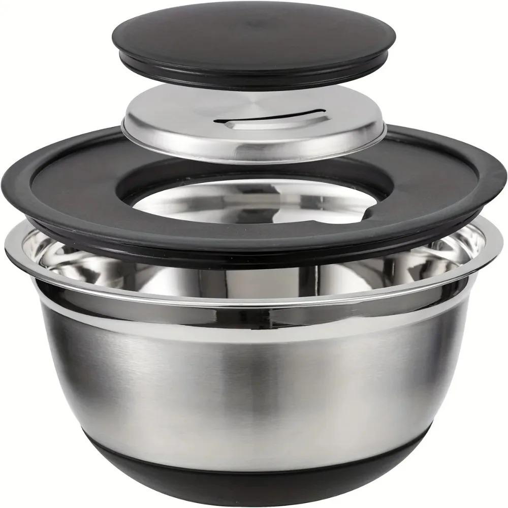 8PCS Set Stainless Steel Mixing Bowls Non-Slip Bottoms with Grater Baking Mixing Basin Kitchen Bowls Baking & Serving