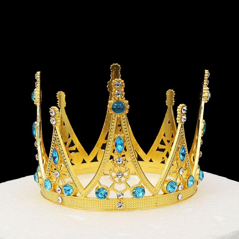 Original Baroque Round Crown Alloy Tiara Birthday Bride Cake Decoration Crown Children