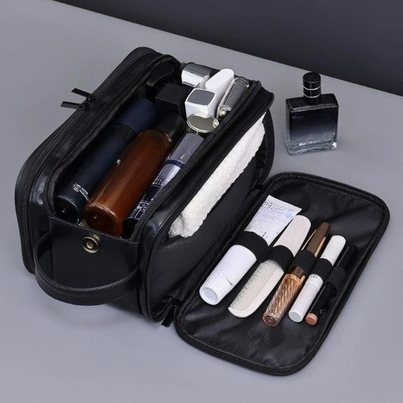 Neceser de PU para Mujer Hombre Portátil Esenciales de Viaje Bolsas de Maquillaje Impermeable Bolsa Colgante Organizador de Lavado Cosmético Bolsa con Particiones Bolsa para Cuidado de la Piel
