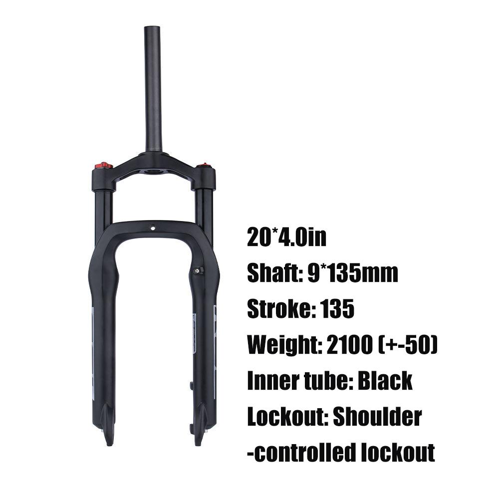 BOLANY Snow Bike Fork 20/26" Magnesium Alloy Air Fork 120mm Travel Shock Suspension 4.0 Fat Tire Fork Bike Accessories