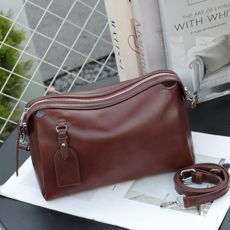 Large Capacity Single Shoulder Women's Bag Fashionable Lazy Trendy Layer Cowhide Tote Leather Versatile Crossbody