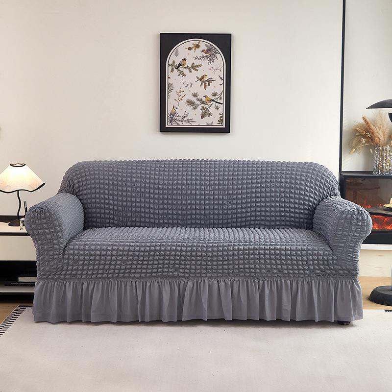 Universal Elastic Sofa Cover: Solid Color, Cross-Border Gauze Skirt, All-Season, Thickened Protection
