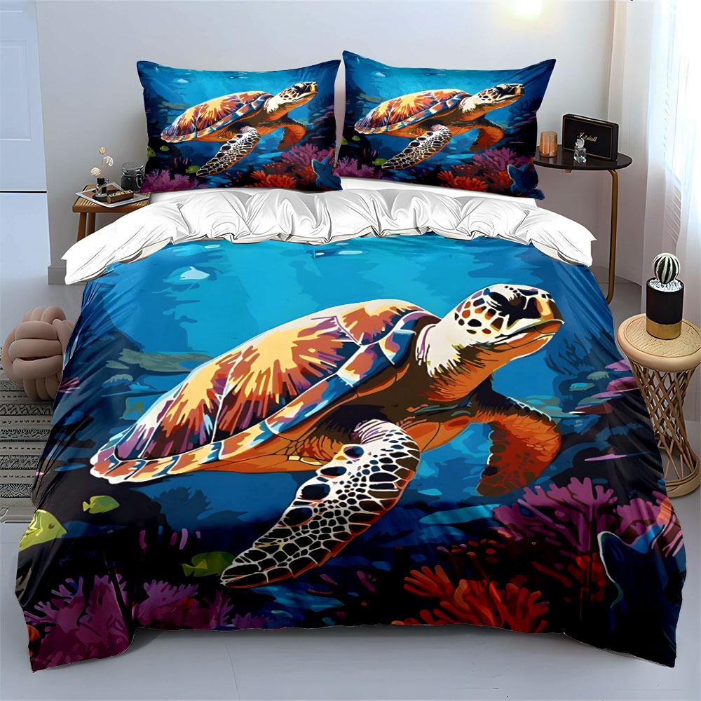 Sea Turtle Marine Life Bedding Bedding Duvet Cover Set Duvet Cover Pillowcases (1 * Duvet Cover 2 * Pillowcases, without duvet insert)