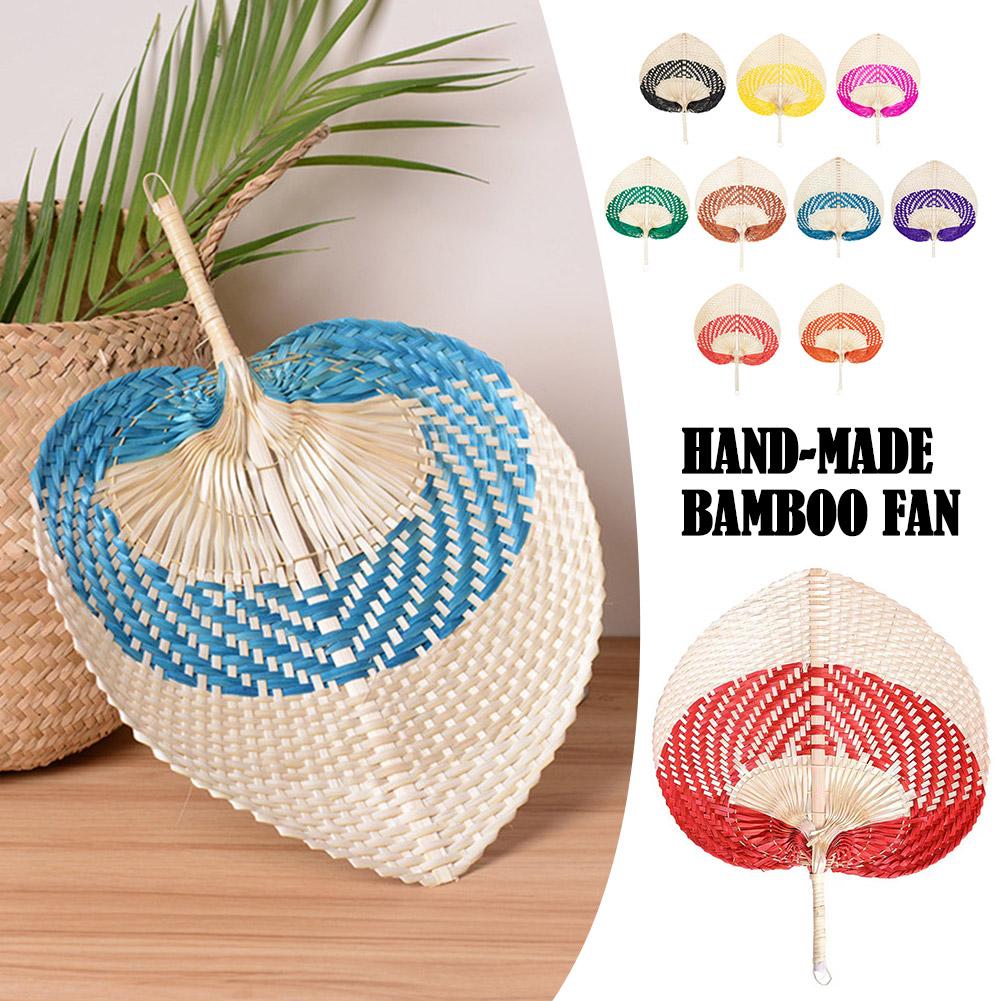 

Portable Handmade Straw Woven Fans Craft Summer Cooling Bamboo Palm Leaf Hand-woven Hand Fan For Home Decoration F3A6