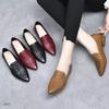 Internet celebrities popular soft leather low heel spring and autumn embroidered single shoes women's deep mouth pointed heel fashion versatile mi