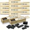 Wooden Dominoes Set Classic Black Domino Game with Storage Box