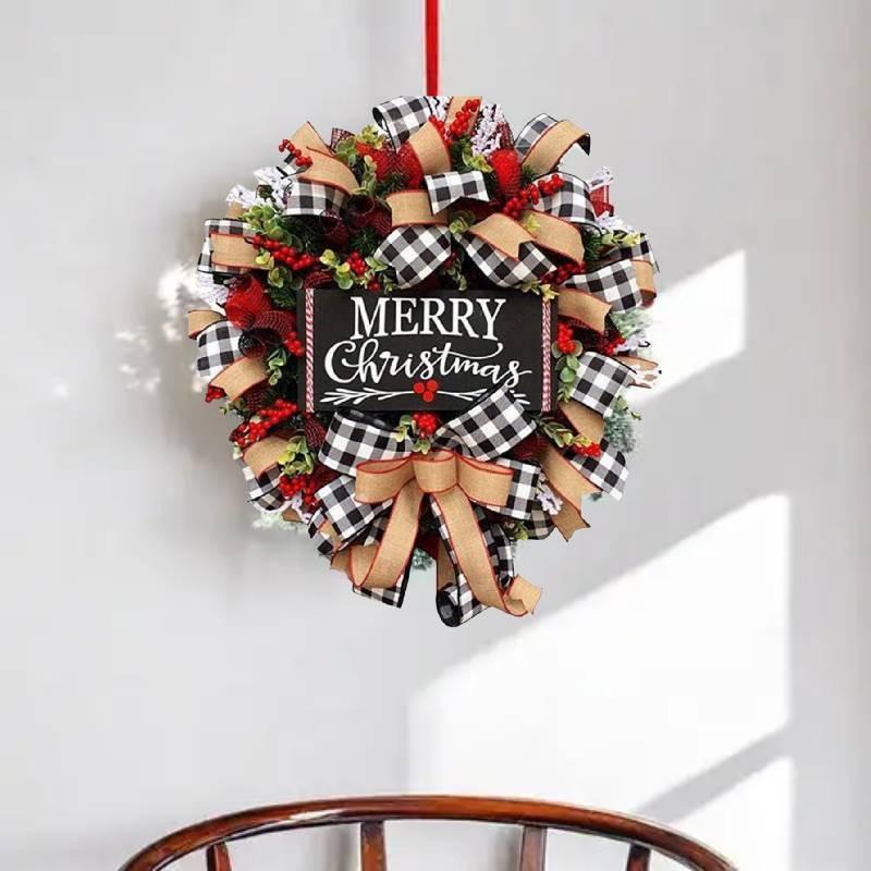 Merry Wreath Christmas Door Hanging Red Fruit Garland Simulation Ornament Xmas