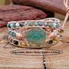 Bohemian style natural green agate and turquoise, handcrafted three-layer creative and fashionable braided bracelet, suitable for everyday wear.
