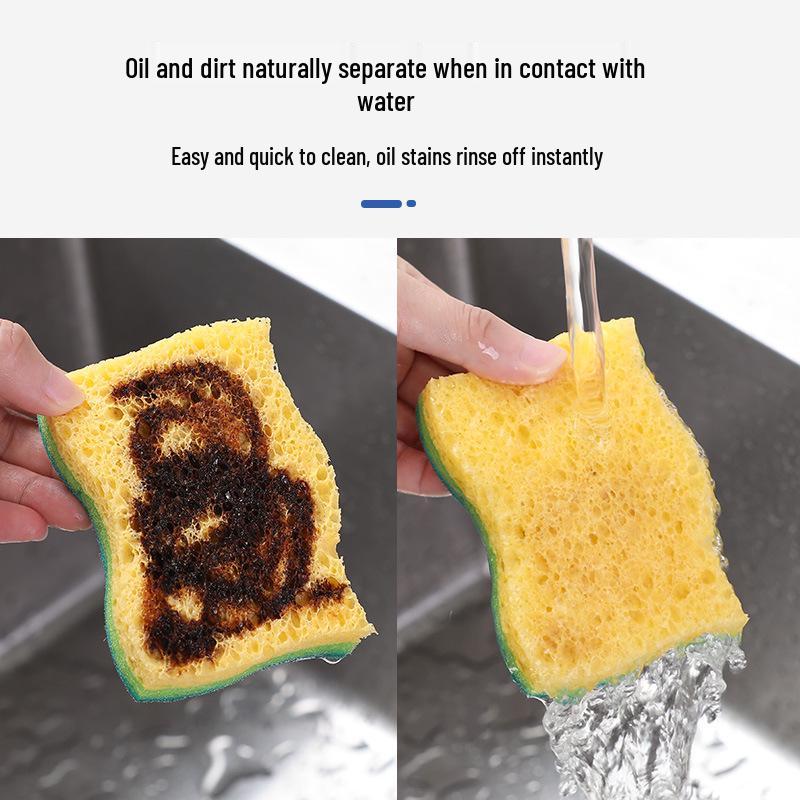 Absorbent Wood Pulp Cotton Kitchen Sponge – Double-Sided, Non-Oily Dishwashing Rag