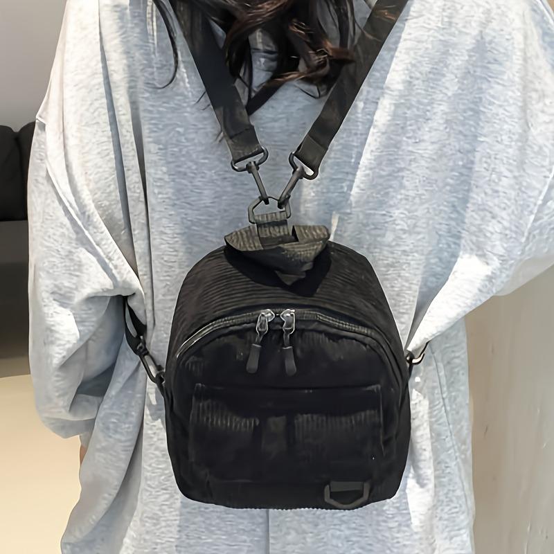 Mini Backpack, Cute Commuting Makeup Bag, Adjustable Shoulder Straps, Corduroy Student Versatile Backpacks