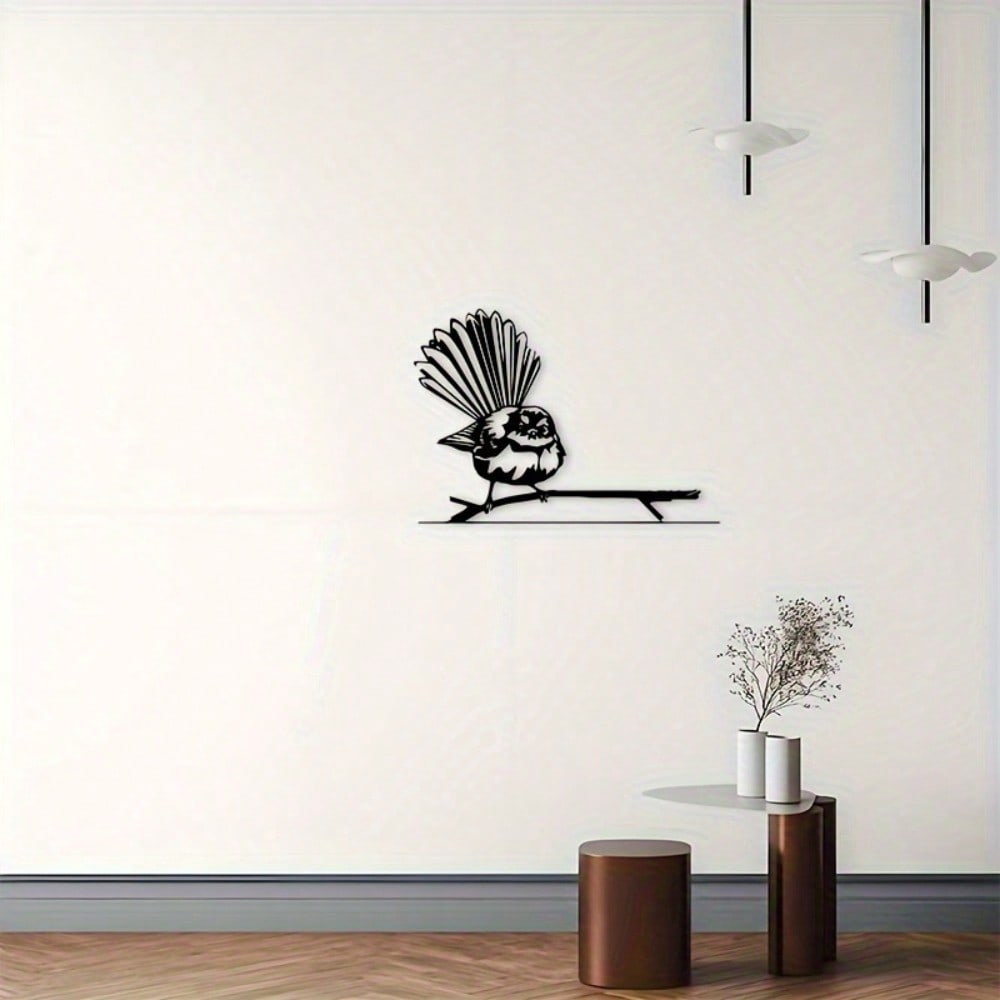 Metal Wall Art Black Silhouette Wall Decor Bird on Branch Outdoor Indoor Hanging Ornament Housewarming Gift