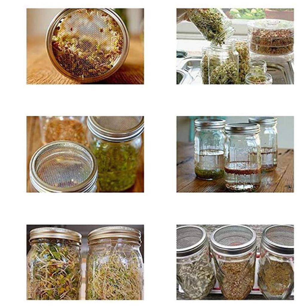 Rusts Proof Germination Lid Stainless Steels Wide Mouth Mason Jar Sprout Growers for Gardeners Kitchen Gardening Tool