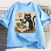 Funny Black Cat RaUnisex Tshirt Unisex Women Japanese Graphic Tees Kawaii Cat Anime Print T Shirt Casual Short Sleeve Unisexs Clothes