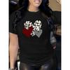 O-neck Butterfly Print Women's Crew Neck T-Shirt  Casual Short Sleeve Letter Print Spring Summer Top Tee T Shirt