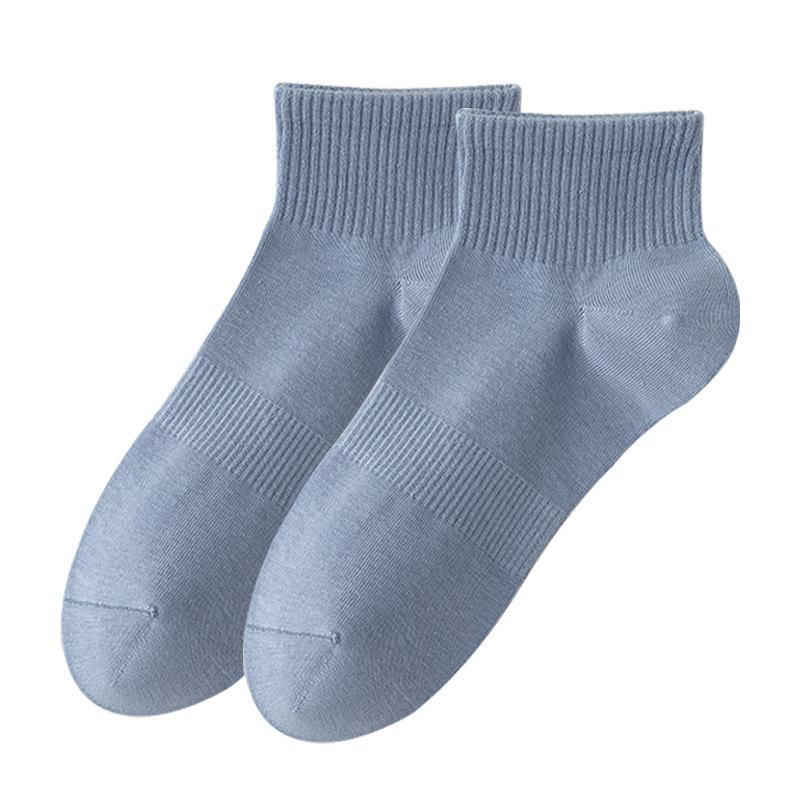 Men Spring and Summer Pure Cotton Leisure Breathable Boneless Short Tube Socks