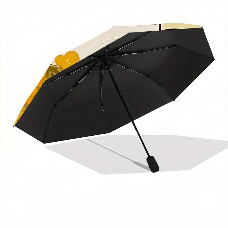 1pc Fluffy Blossom Automatic Open/Close Umbrella with Windproof, Functional Design, 8-Rib Sturdy Canopy