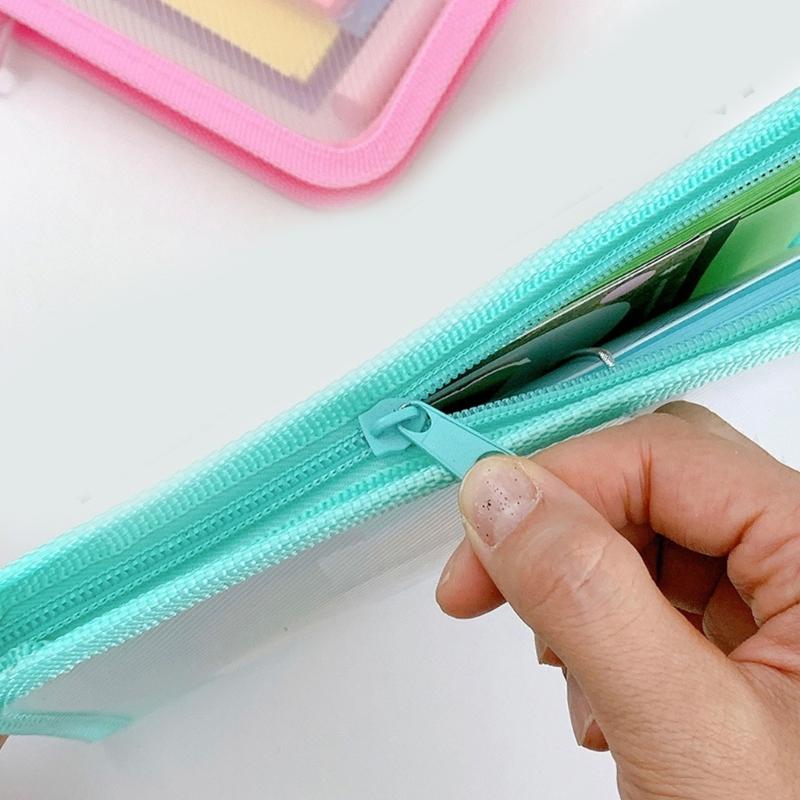 Portable Clear File Bag Zippered Closure Storage Pouches Multifunctional Receipt Organiser For School Office Supplies