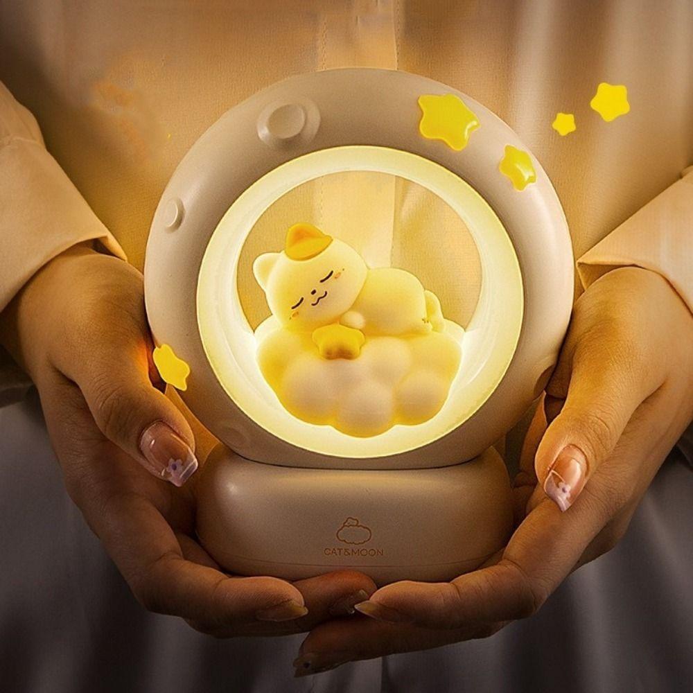 USB Charging Rabbit Cat Night Light Soft Light Adjustable Brightness Cartoon Rabbit Lamps Decorative Eye Protection