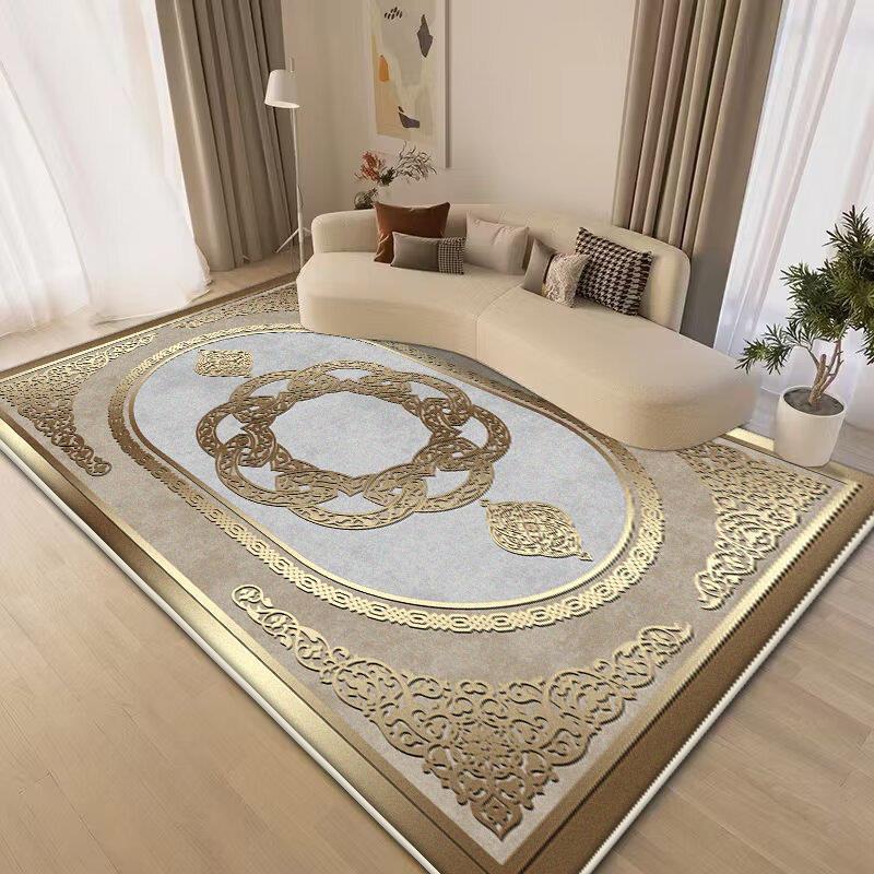 Luxury Big Size Carpet Living Room Gold Senior Coffee Tables Mats Non-slip Bedroom Decoration Rug Soft Sofa Table Mat Washable
