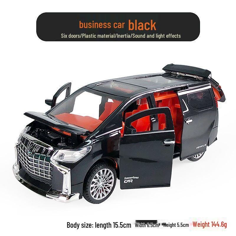 Alphard Model Six-Door Toy MPV: Children's Inertial Music Car & Luxury Baby Car Ornament