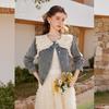 Bailuyu Women's Lace Trim Patchwork Denim Jacket