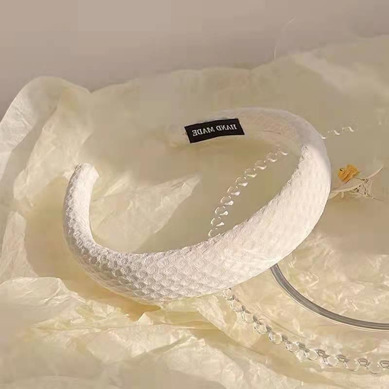 Candy Color Waffle Headband: High Crown, Advanced Face Wash Sponge, Wide Edge Hair Hoop for Early Spring.