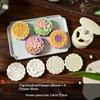 Plastic Hand Press Mooncake Mold No Oil Demold Needed with Multiple Pattern Stamps for Home Beginner Baking