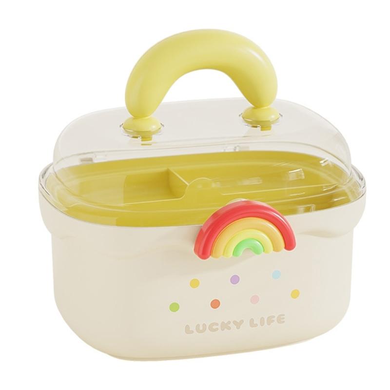 Portable Transparent Double Layer Kids Hair Ornaments Storage Box Organiser with Carry Handle Convenient Organiser