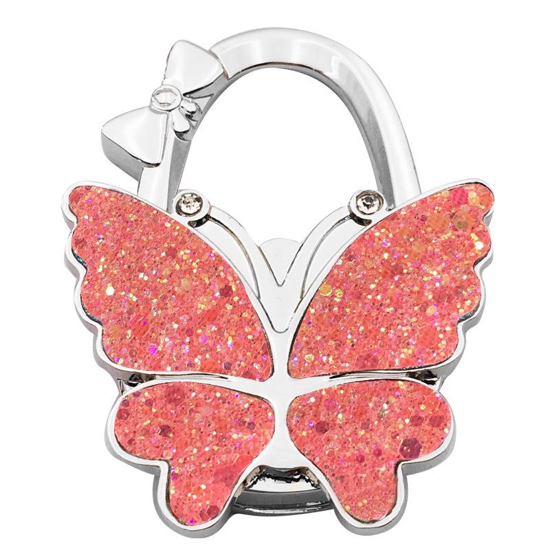 Large Matte Butterfly Hanging Bag Hook - Foldable Women's Bag Buckle & Portable Table Edge Hook for Luggage Accessories.