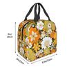 Colorful Boho Floral Bright Blossoms Print Lunch Bag Portable Thermal Cooler Insulated Bento Box for Kids Food Tote Bags