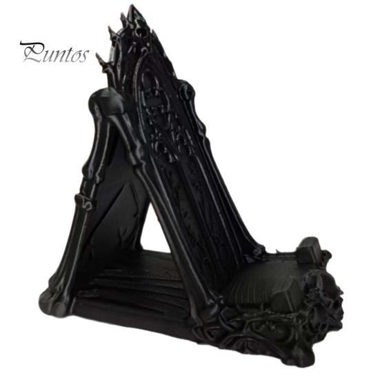 Cell Phone Stand for Desk 3D Printed Gothic Window Stand, Vintage Skull Vine Relief Organizer, Niche Dark Style Gift Academia Holder Phones,