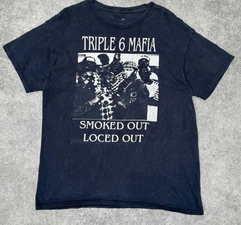 Three 6 Mafia black Graphic T-Shirt Unisex All Size reprint AN55108 Unisex T-Shirt L