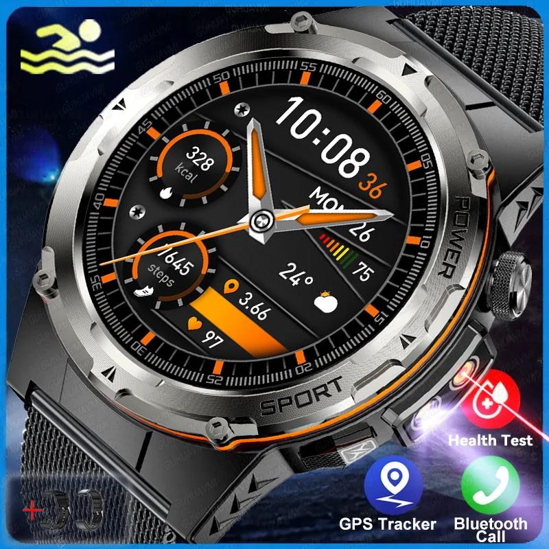New Military GPS Smart Watches Men 3ATM Waterproof 24/7 Health 100+ Sport Modes Built-in NFC BT Call Smartwatch