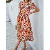 Women's Dresses Summer Foreign Trade Leisure Holiday Printed High-waisted Dresses