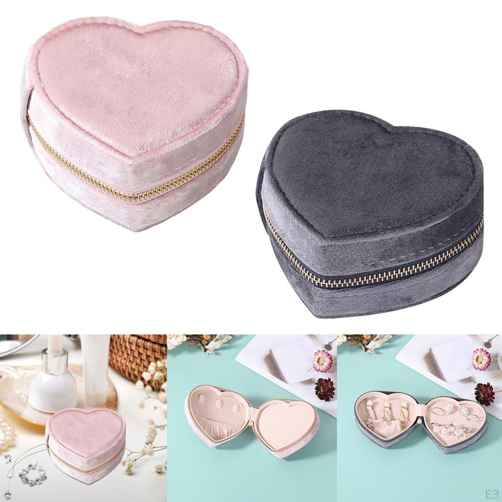 Cute Small Jewelry Box, with Zipper Multifunctional Display Storage Box Case for