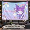 Kuromi Personalized Tapestry Support Custom Name, Wall Art Home Decoration