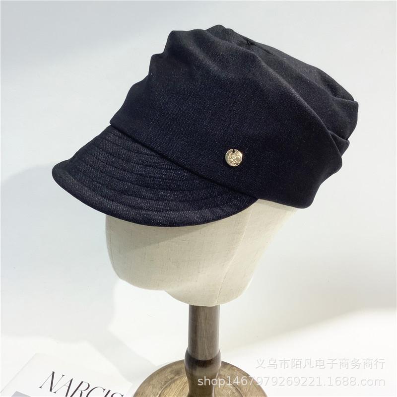 Lazy pleated denim cap women's literary newsboy hat spring and autumn thin fashion equestrian hat