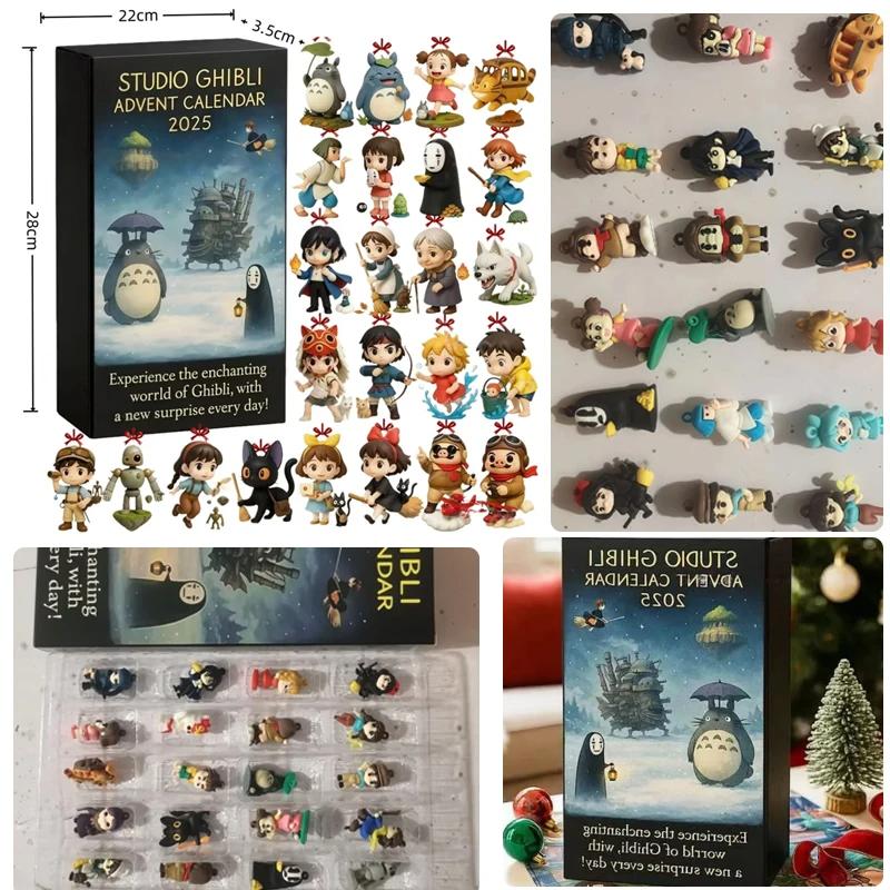 3D Classic Studio Ghibli Anime Christmas Advent Calendar Toy Figure Collectible Cosplay Accessories Trendy Countdown Blind Box PVC