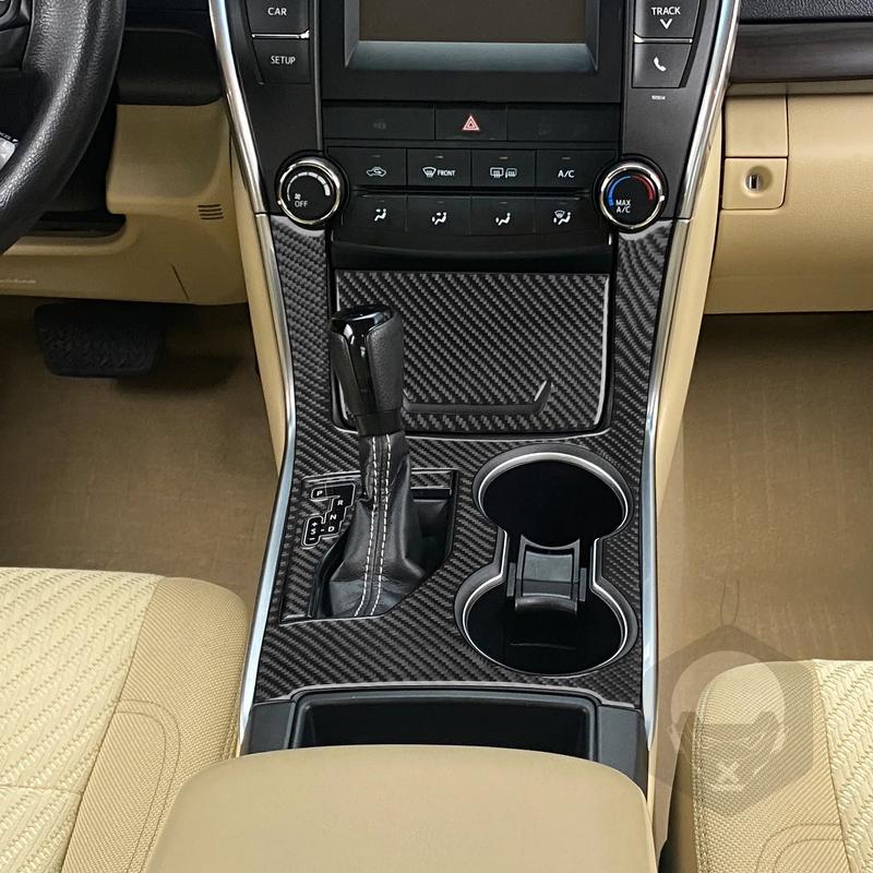 For Toyota Camry 2015 2016 2017 Gear Shift Gearbox Panel Set Cover Real Carbon Fiber Sticker Car Interior Moulding Accessories