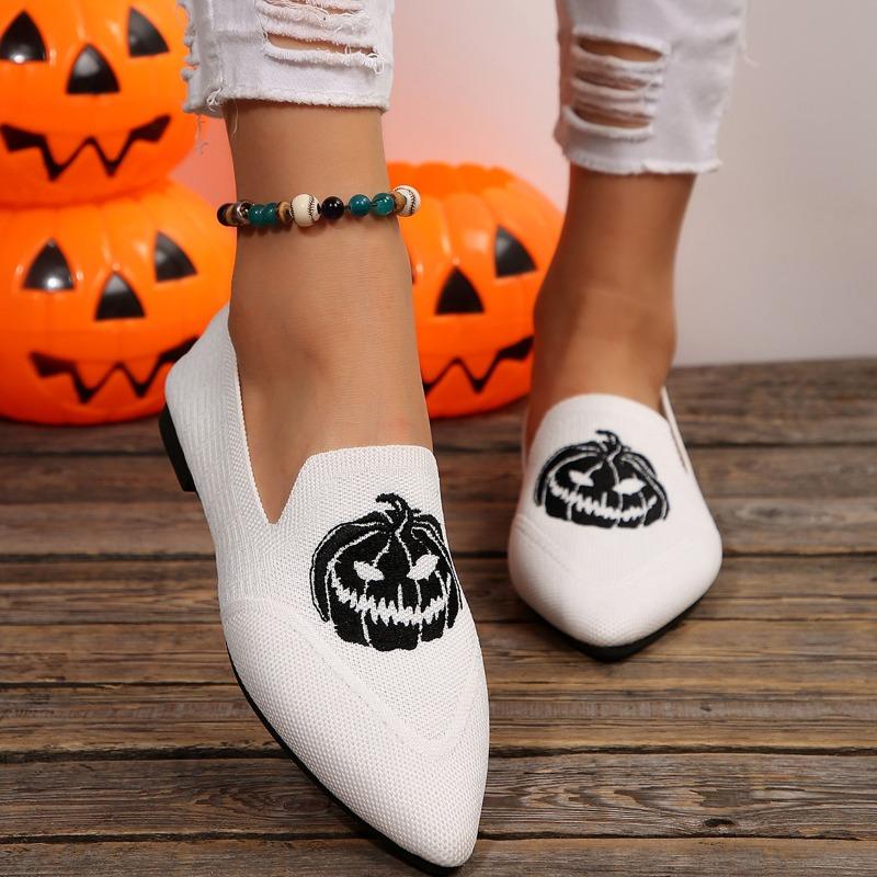 Breathable Shoes Women's 2025 Autumn New Flat Large Yard Pointed Toe Embroidery Color-blocking Lazy Shoes
