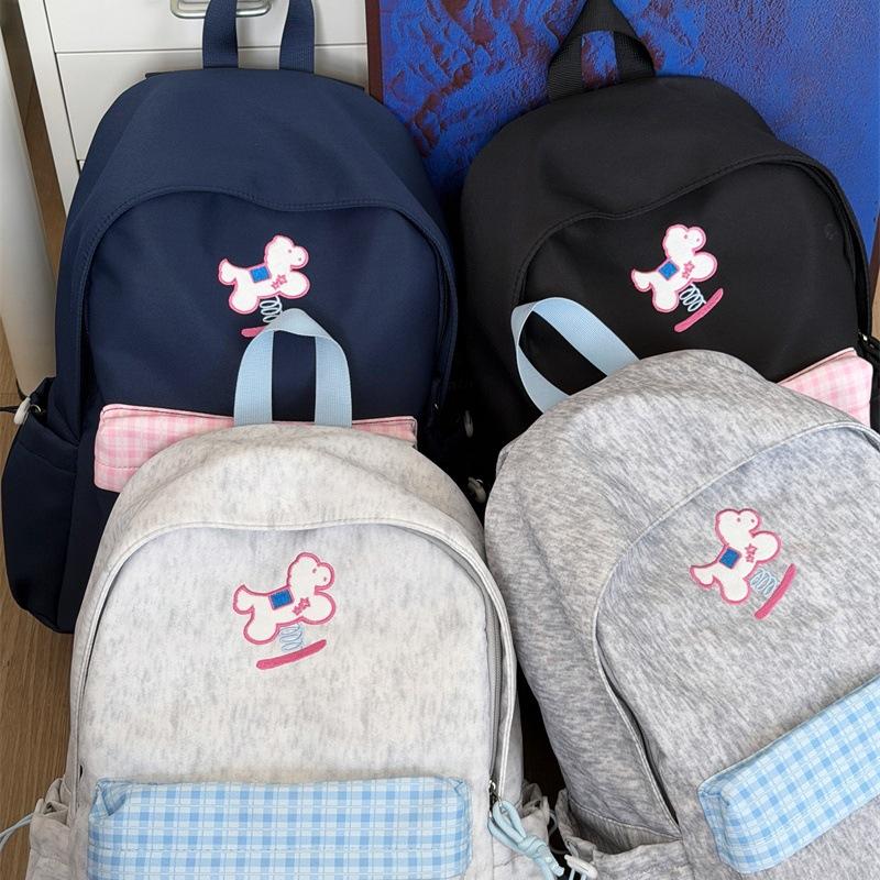 Schoolbag new fresh and sweet plaid backpack junior high school students casual simple light commuting versatile large capacity backpack