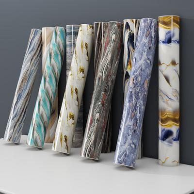 40cm Self-Adhesive Marble Film Oil-Proof Heat-Resistant Kitchen Wall Stickers for Cabinet Home Renovation Decorative Wallpaper