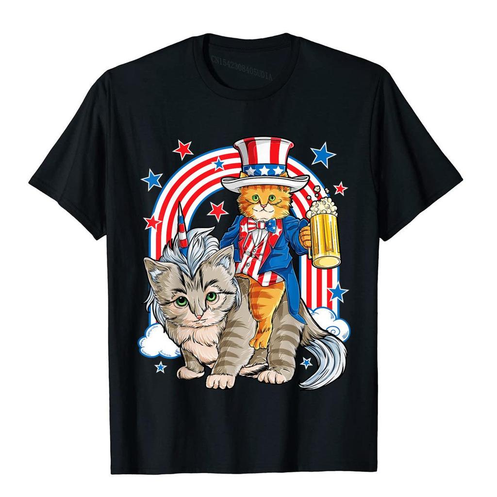 Cat 4th Of July T Shirt Caticorn Unicorn Meowica Women Unisex Tshirt Unisexga Tops Shirts Cotton Unisex T Shirts Summer Company