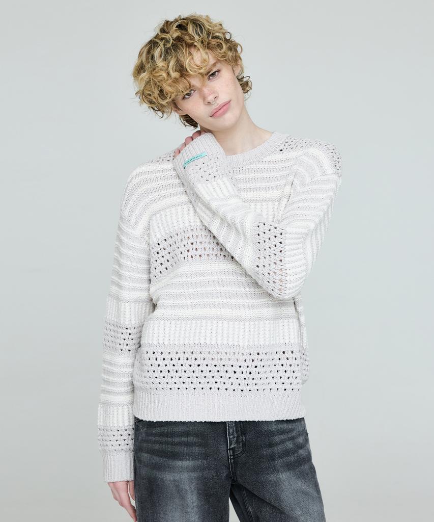 INSTANTFUNK Men'S Color Block Knit - Light Gray