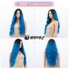 Synthetische Perücke für Frau, blau gefärbt, Ombre, langer Körper, Wasserwelle, Cosplay-Party, Lolita, 28 Zoll, hitzebeständige Nutural-Perücke