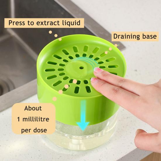 Dispenser Sapone Spugna Rotonda Azionamento a Una Mano Vassoio Inferiore Antigoccia Dispenser Sapone per Bancone Accessori Cucina