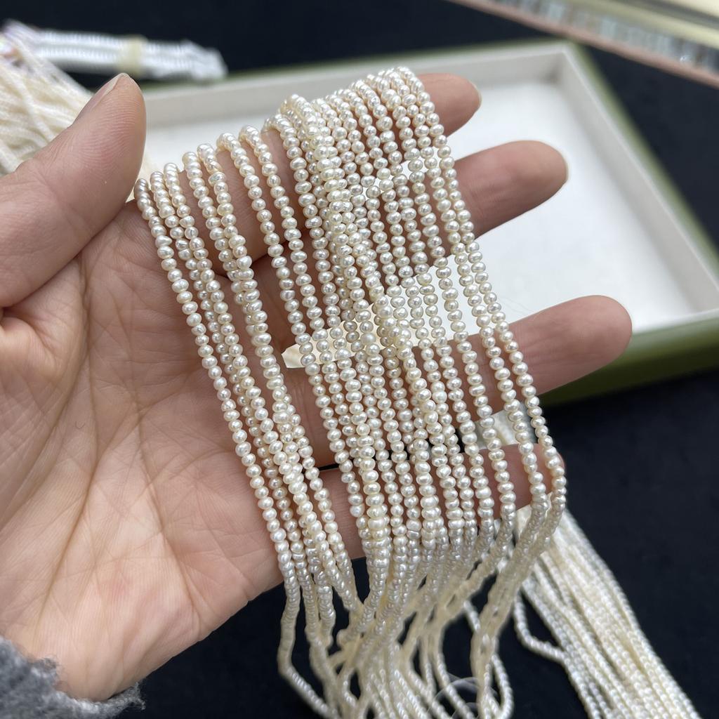 1 Strand Natural White Potato Freshwater Pearl Beads 2-2.5mm 36cm Tiny Side Drilled Mini Loose Pearls For DIY Bracelet Necklace Jewelry Making