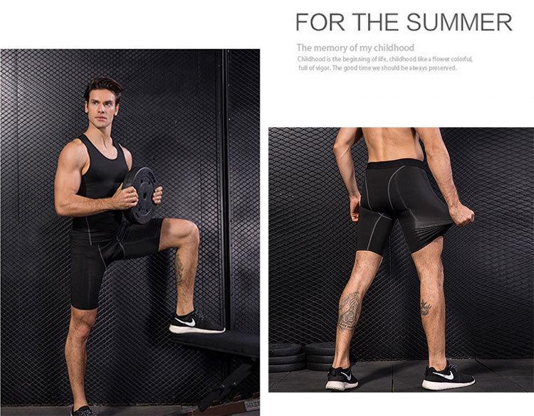 Men's Fitness Basketball Sweat-Wicking Quick-Dry High-Elasticity Compression Shorts