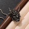 3D Sharp-Corner Oni Mask Pendant On Long Dark Subculture Versatile Bead Necklace