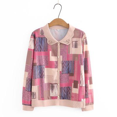 Women's Long-sleeved T-shirt Fashionable Lapel Fashion Printed Casual Top